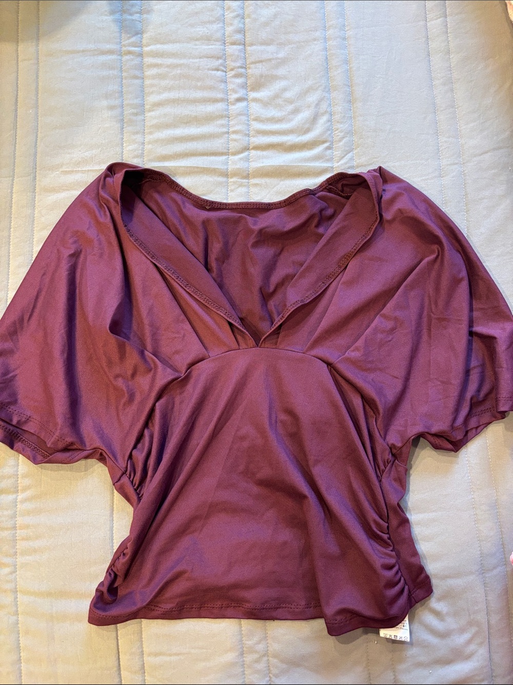 SHEIN Plum Purple V-Neck Short Sleeve Blouse